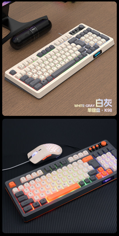 RAIKU Lei Kui K98/T98 customized game keyboard and mouse suit three-color wired luminous desktop 98 keys