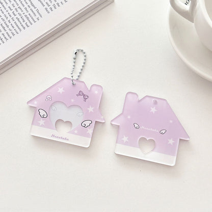 Original Star Little House 2inch Id Photo Card Holder Small Card Storage Card Holder Keychain Storage Pendant Card Holder