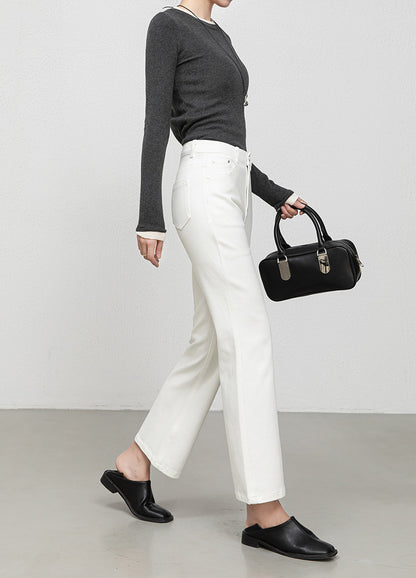 Miaoyu Nine-Point Flared Pants for Women, High-Waisted, Slimming, Nine-Point Jeans, Spring 2026, Four-Way Stretch Bell-Bottom Pants