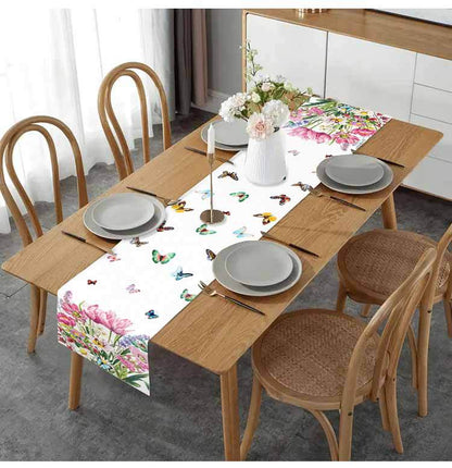 Amazon Summer New Flower Table Runner Home Living Room Cabinet Decorative Table Cloth Cushion Tea Flag Linen Printed Tablecloth
