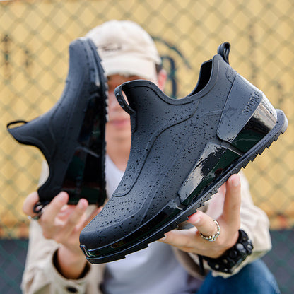 Cross-border Explosions Fashion Rain Boots Men's Non-slip Rubber Shoes Thick Sole Wear-resistant Outer Wear Rain Boots Non-slip Kitchen Water Shoes Men