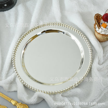 European High-End Metal Round Tray Fruit Cake Plate Baking Afternoon Tea Party Ktv Wedding Table Supplies