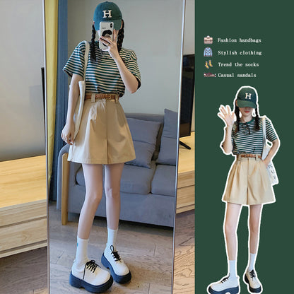 2023 New Salt Sweet Wear Age Reducing College Style Lively Slimming Slight Fat Sister Two-piece Suit Summer