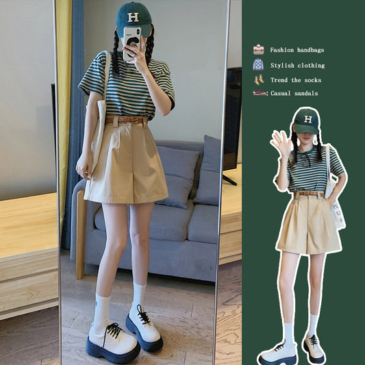 2023 New Salt Sweet Wear Age Reducing College Style Lively Slimming Slight Fat Sister Two-piece Suit Summer by PDG ibma