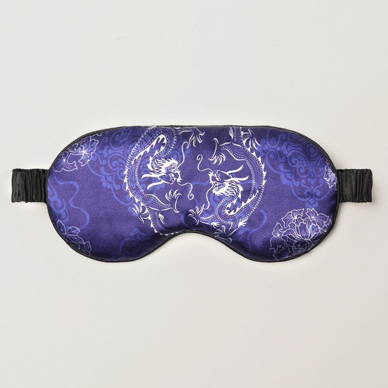 Mulberry Silk Eye Mask, Ice Silk Imitation Silk, Chinese Style Color, Satin Silk Light-Blocking Eye Mask for Sleep, Printed, in Stock Wholesale