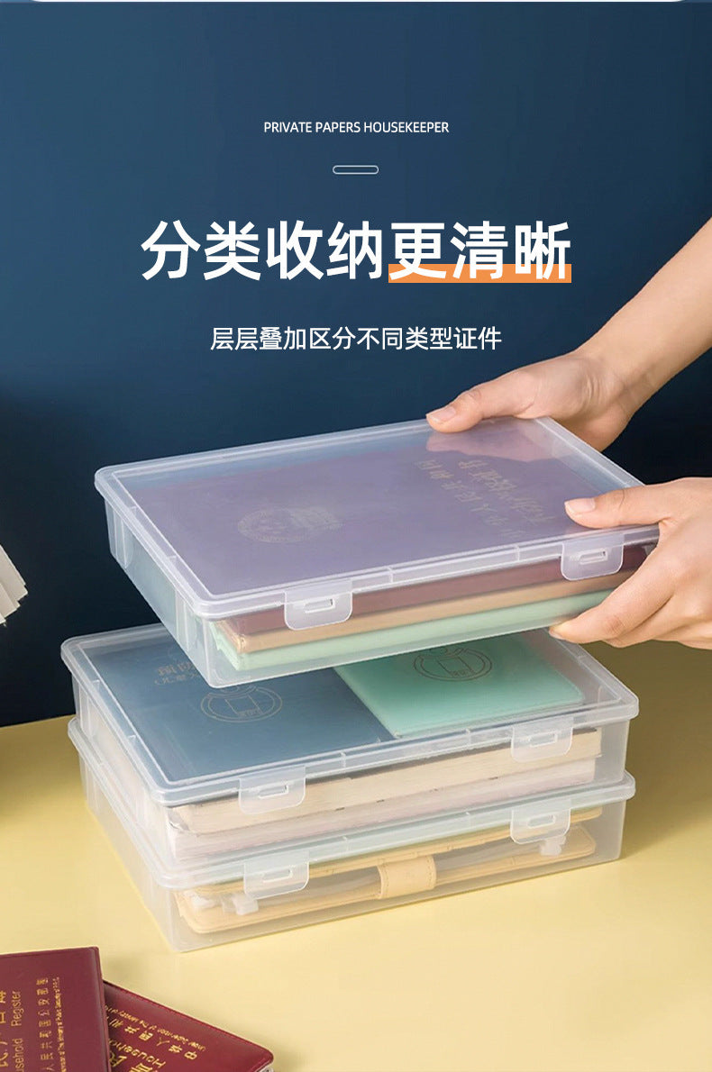 Document Storage Box for Home Use, Multifunctional Stationery, Certificate, Data, File, Card Holder, Household Registration Book Organizer, Magic Tool