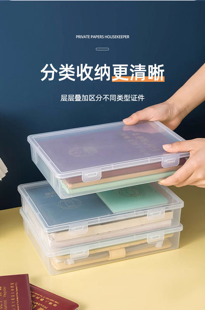 Document Storage Box for Home Use, Multifunctional Stationery, Certificate, Data, File, Card Holder, Household Registration Book Organizer, Magic Tool