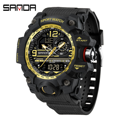 Sanda Hot-Selling Watch Korean Version Student Party Multi-Functional Waterproof Alarm Clock Electronic Watch Cool Dual Display Luminous Sports Watch by PDG ibma