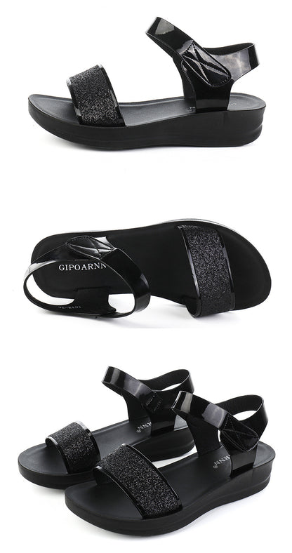 New Summer Flat Women's Shoes for Middle-Aged Women, Mid-Heel 2026 Women's Wedge Sandals for Summer, Mom Sandals with Soft and Thick Soles, Comfortable