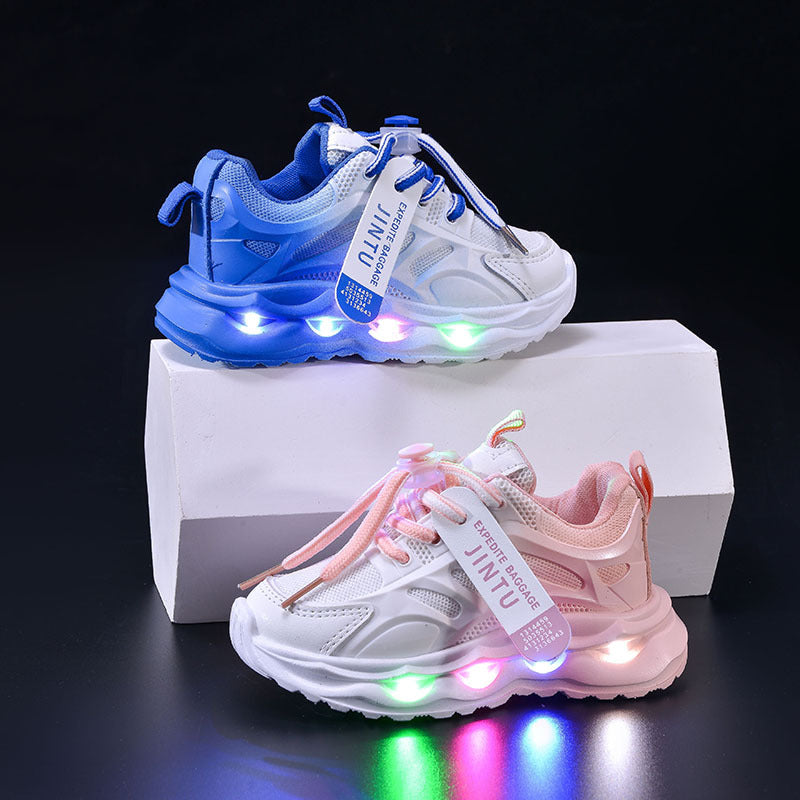 Children's Sports Light-up Gradient Shoes 2025 New Female Torre Shoes Small and Medium-sized Kids Boys and Students LED Luminous Running Shoes