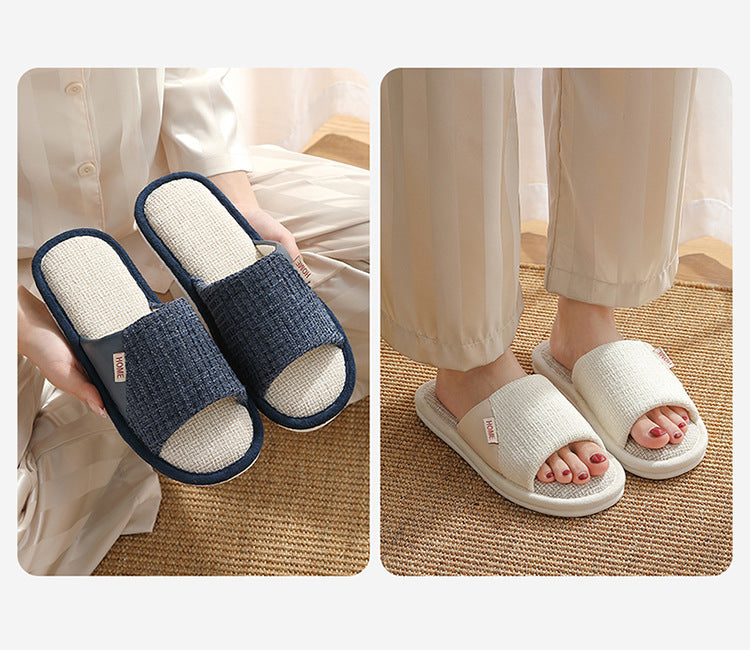 Linen Slippers for Men 2025 New Summer Indoor Home Soft-Soled Non-Slip Breathable Deodorant Cotton and Linen Slippers for Men