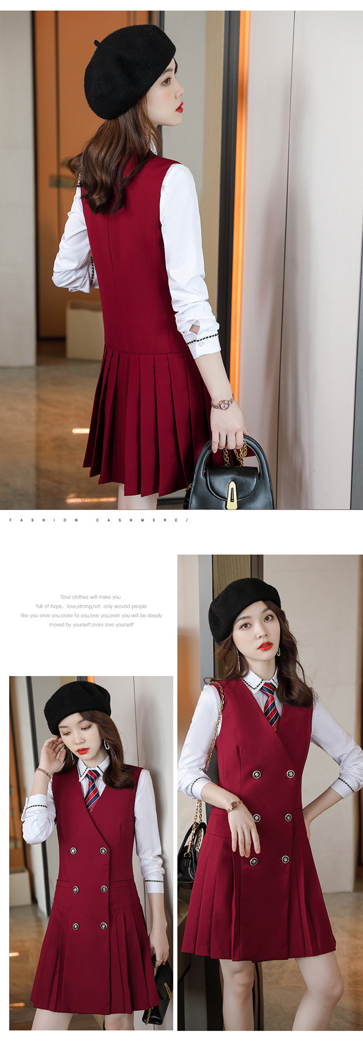 【Fashionable Pleated Skirt】Blue Dress for Women Autumn 2026 New Style Unique Design Korean Version Suspender Dress