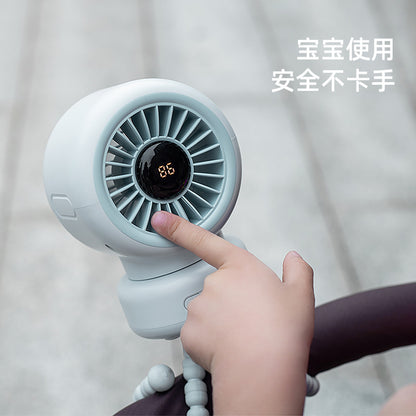 Cross-border stroller octopus mini fan outdoor silent large air volume shaking head can be handheld USB charging