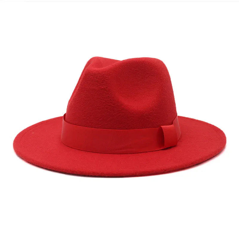 2023 New Hot Wide Brim Felt Fedora Hats With Bee Ribbon Autumn Winter Wedding Party Trilby Hat Men Gentleman Jazz Hats 56-58CM