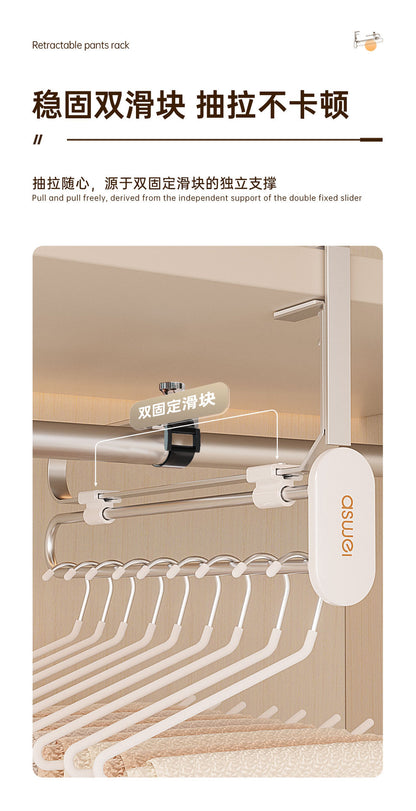 Pull-out trouser rack telescopic slide rail top trouser hanger clothes rail wardrobe built-in pants hanging pants hanging storage wholesale