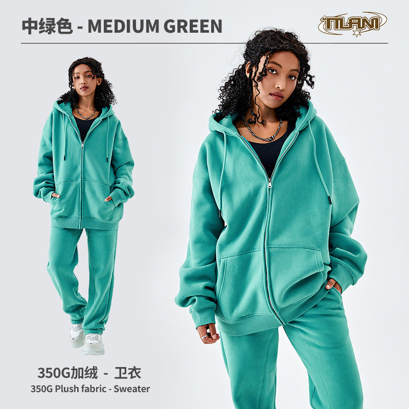 Tilani Men's Sweatshirt Cross-Border Casual Sports Suit Fashionable Pure Color Sweatshirt for Men and Women Simple Zipper Hoodie