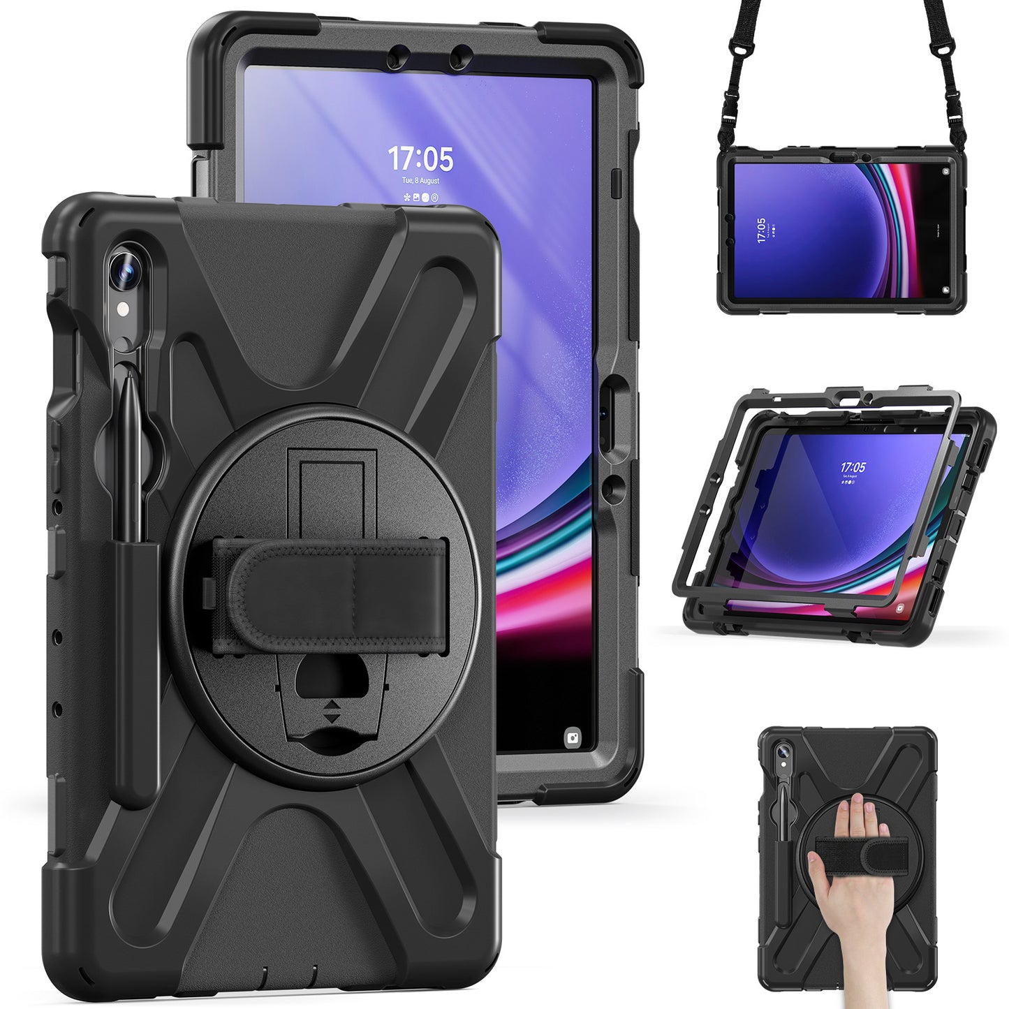 Applicable to Samsung Tab S9 FE/A9PLUS pirate king drop-resistant strap bracket protective cover