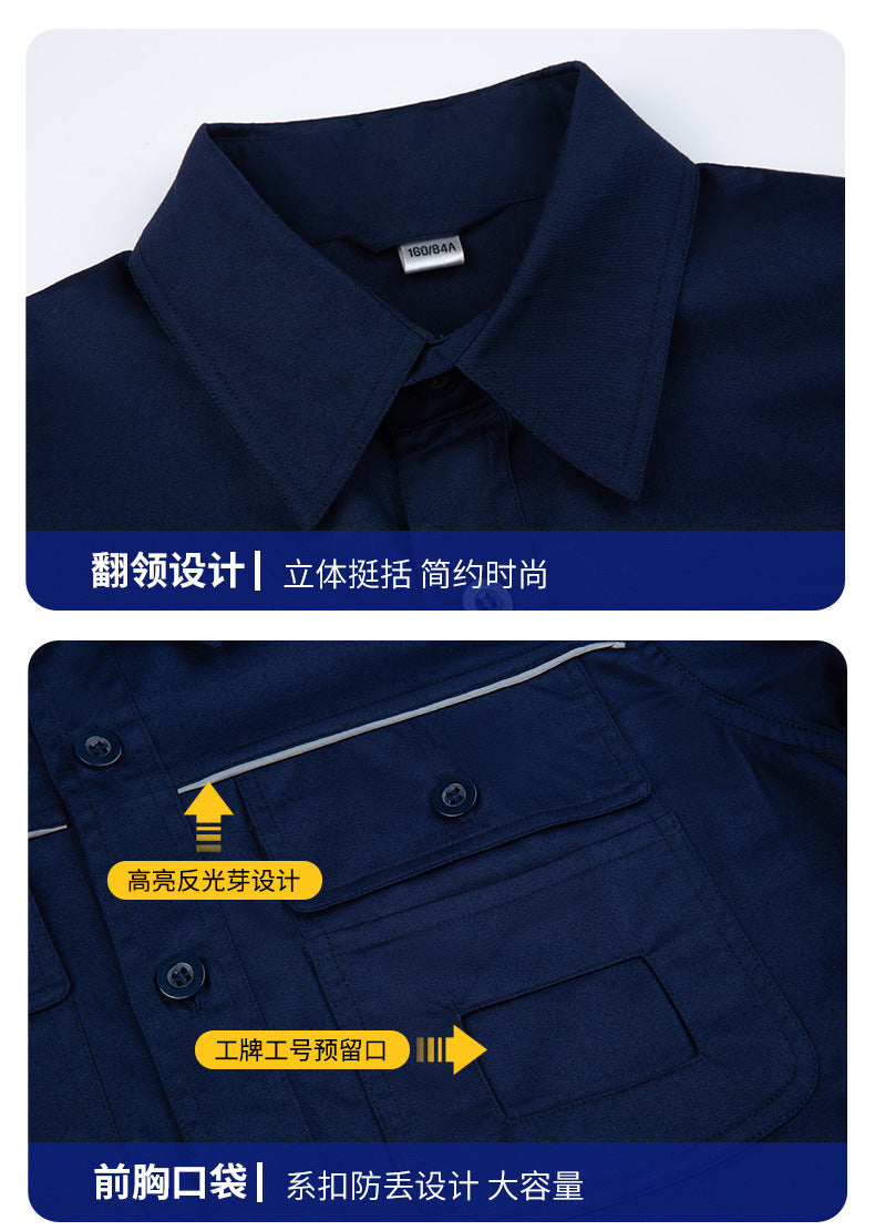 Pure cotton summer anti-static card pocket work clothes gas station filling station thin gas petrochemical long sleeve labor protection clothing