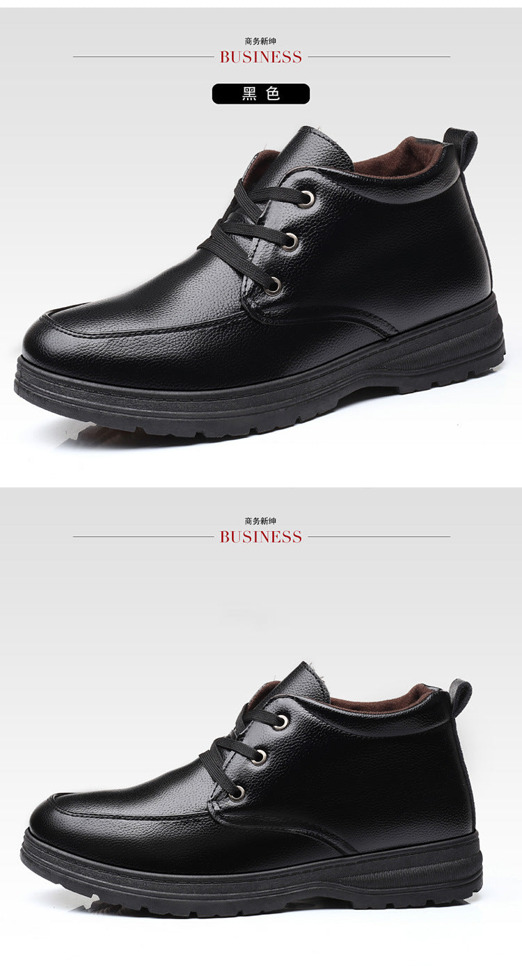 Popular men's cotton shoes genuine leather cotton boots pilot quick-heating shoes fleece-lined warm cotton leather shoes wool warm snow boots
