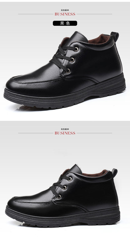 Popular men's cotton shoes genuine leather cotton boots pilot quick-heating shoes fleece-lined warm cotton leather shoes wool warm snow boots