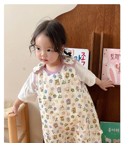 Baby Vest Sleeping Bag Summer Thin Gauze Pure Cotton Baby Kick-proof Sleeveless Children's Pajamas Air-conditioned Room Anti-cold