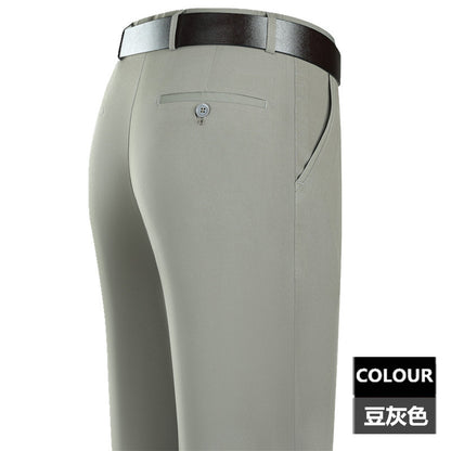 2025 New Summer Thin Mulberry Silk Middle-Aged Business Casual Straight Loose Wrinkle-Free Men's Pants