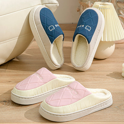 Winter Cotton Slippers for Men, Non-Slip, Wear-Resistant, Thickeneded, Lightweight, Outdoor Wear, Couple Style, Indoor Home, Warm Cartoon Cotton Slippers for Women