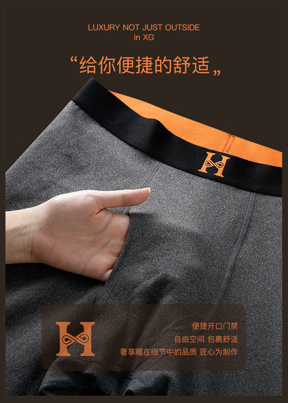Fashion brand H seamless thermal underwear men's suit de AB surface double-sided velvet brushed men's autumn clothes long pants women's wholesale