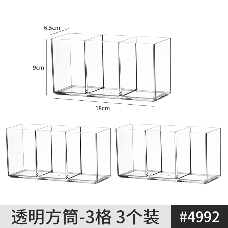[Multiple Specifications] Transparent Square Storage Tube Detachable Cosmetics Organizer Box Cosmetics Storage Rack Mi Mu