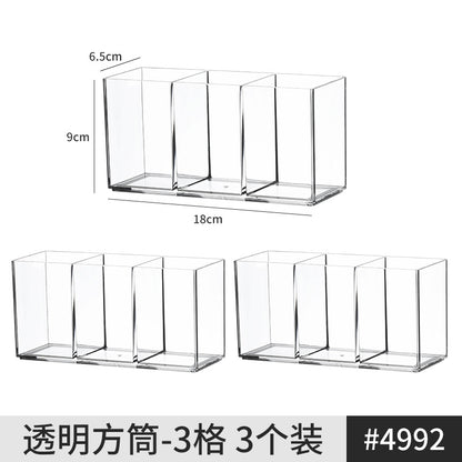 [Multiple Specifications] Transparent Square Storage Tube Detachable Cosmetics Organizer Box Cosmetics Storage Rack Mi Mu
