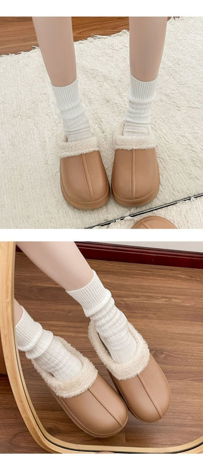 Women's Cotton Slippers for Winter 2025, Indoor Home Non-Slip Autumn and Winter Cold-Proof Closed-Toe Waterproof Fur Slippers for Winter Home Use