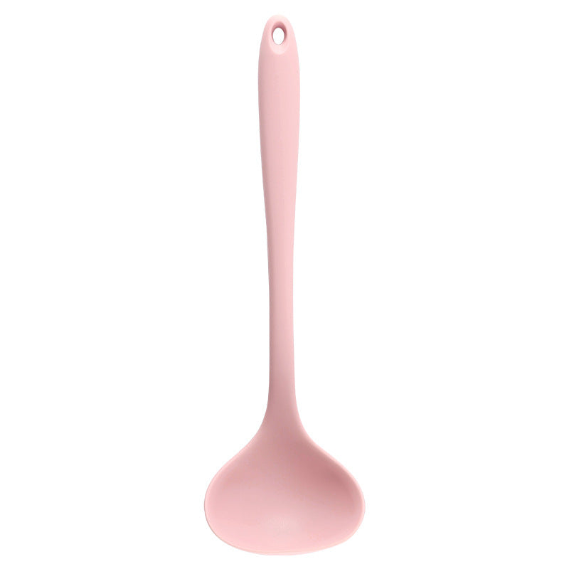 Silicone Soup Spoon Food Grade Long Handle Household Large Soup Spoon High Temperature Resistant Mini Porridge Spoon Frying Spoon Non-stick Cooking Pan Spoon