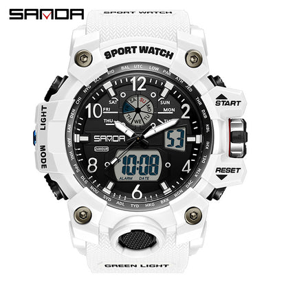 Sanda Hot-Selling Watch Korean Version Student Party Multi-Functional Waterproof Alarm Clock Electronic Watch Cool Dual Display Luminous Sports Watch by PDG ibma