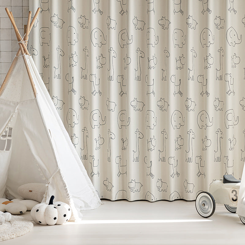 Children's Curtains with Digital Printing on Black Gold Base Fabric, Light Luxury Style for Bedroom and Living Room, Thickened New Model, Shaoxing Curtains, Blackout Wholesale