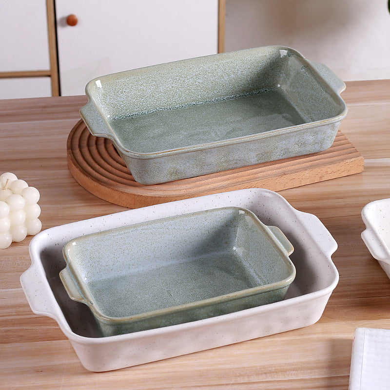 Cross-Border Scandinavian Style Kiln-Turned Baking Pan Amazon Square Steak Plate High-Value Tableware Available for Restaurants and Restaurants