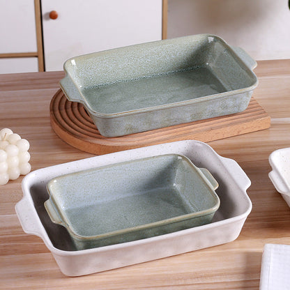 Cross-Border Scandinavian Style Kiln-Turned Baking Pan Amazon Square Steak Plate High-Value Tableware Available for Restaurants and Restaurants