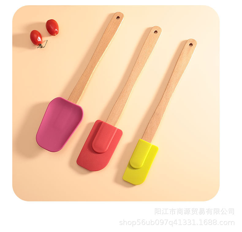 Silicone Large Scraper Special Wooden Handle Baking Silicone Kitchen Tool Cake Homemade Handmade Dessert