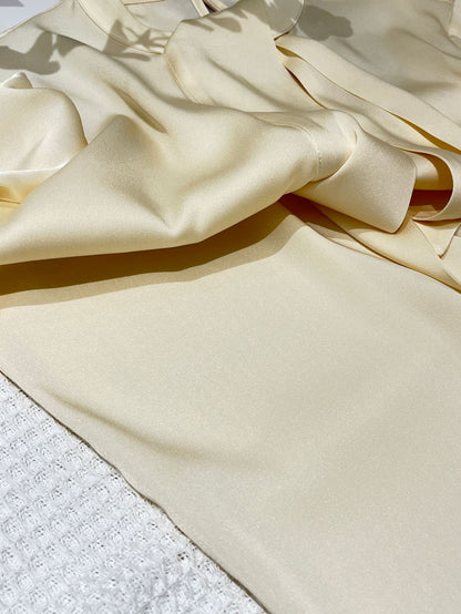 Silk Shirt for Women 2026 Spring and Summer New Style Long-Sleeved Scarf Collar Work Clothing Ol Style Pure Color Elegant Mulberry Silk Top