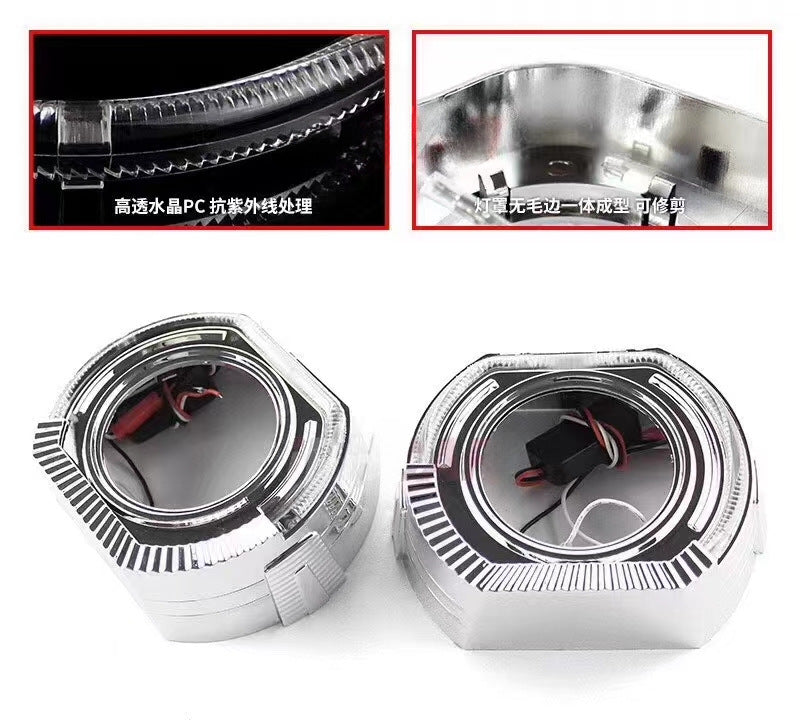 3.0 inch 2.5 inch lens decorative cover square angel eye integrated cover sports LED aperture hood