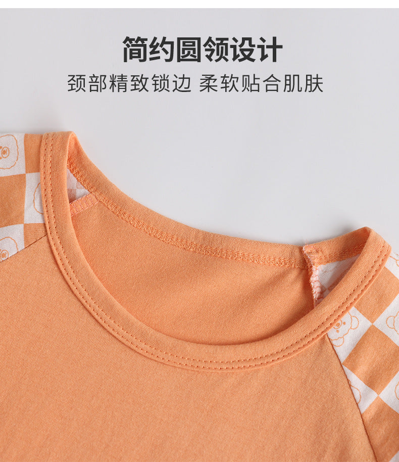 Children's Pajamas, Pure Cotton, Summer Short-Sleeved Shorts Set for Boys, Home Clothes for Girls, Air-Conditioned Clothes for Middle-Aged and Older Boys