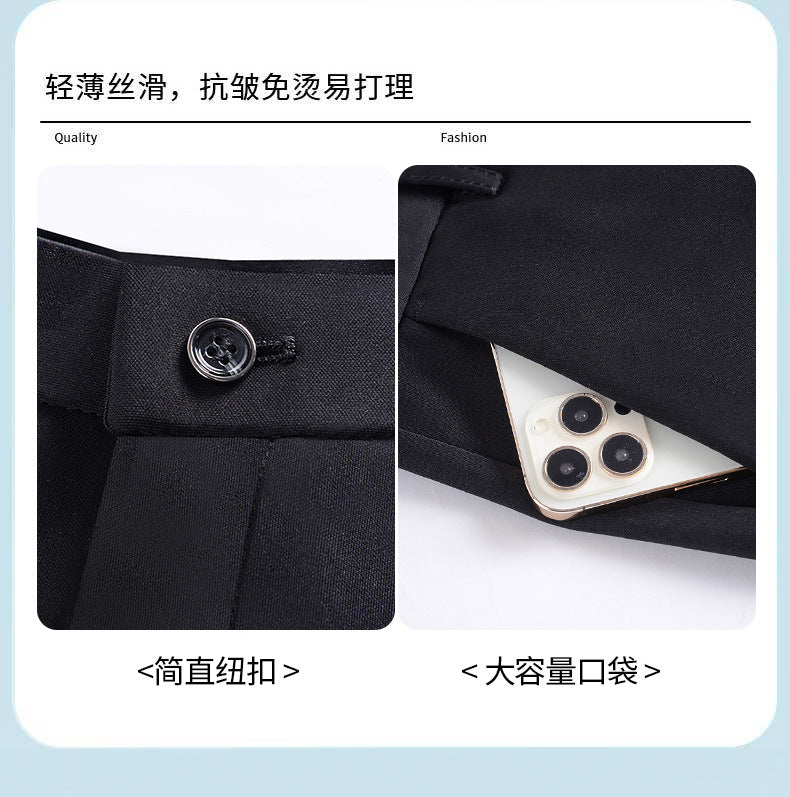 Live popular Tiger head summer thin men's casual pants men's straight business dad suit pants men's stretch long pants