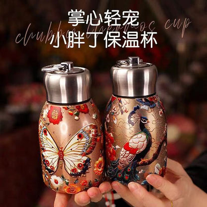Cross-Border Mini 316 Stainless Steel Chubby Thermos Cup with Ring Flap Pocket Pants Cup Vacuum Double-Layer Portable Cup