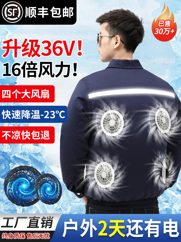 Heatstroke Prevention and Cooling Air Conditioning Clothes Men's Work Clothes Refrigeration with Fan Charging Site Labor Protection Clothes Welder Jacket