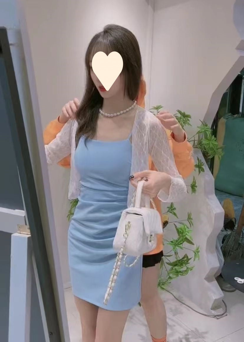 Strappy Dress 2026 Summer New Style Waist-Cinching Slimming Dress for Women, Covering the Body, Elegant, Sexy, Solid Color Bodycon Dress