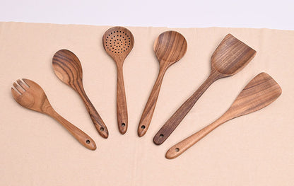 Paint-free Wax-free Wooden Cooking Spoon Shovel suit Kitchenware Long Handle Non-stick Pan Stir-frying Shovel Wooden Acacia Soup Spoon