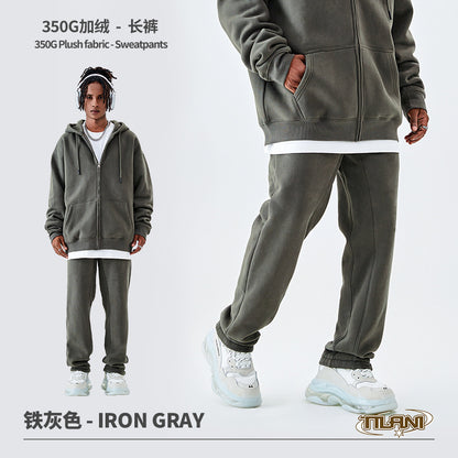 Tilani Men's Sweatshirt Cross-Border Casual Sports Suit Fashionable Pure Color Sweatshirt for Men and Women Simple Zipper Hoodie