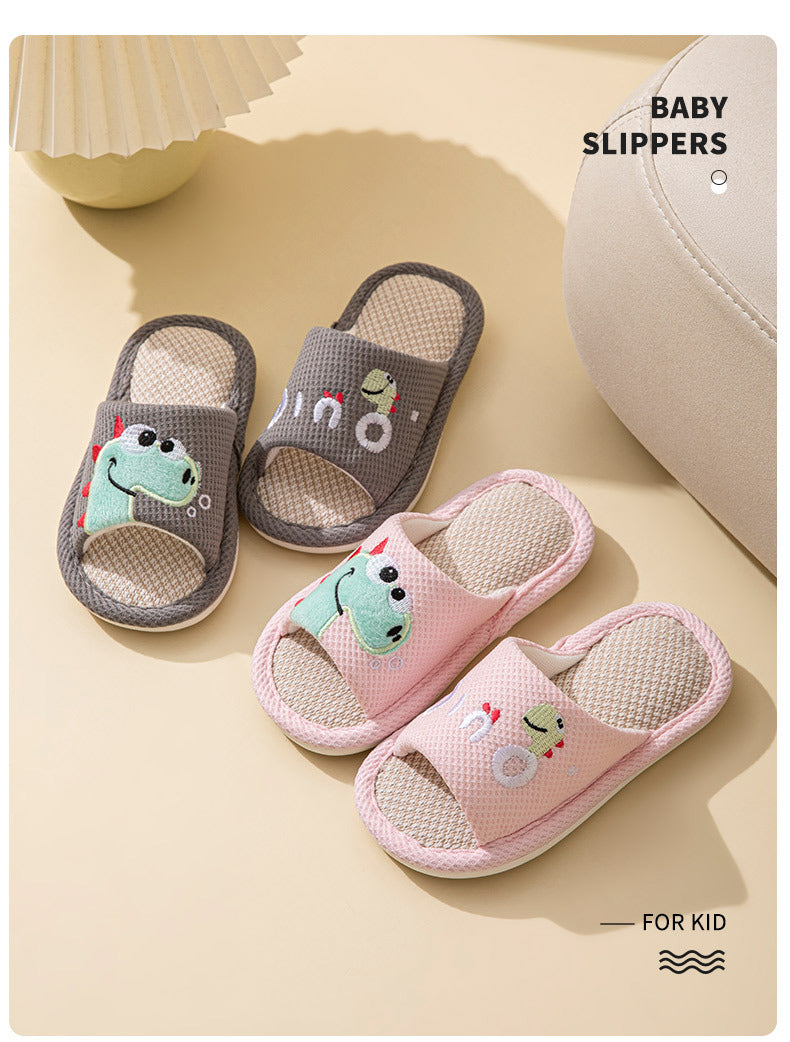 Small Dinosaur Boys and Girls Baby Open Toe Thickened Non-slip Pvc Summer Linen Sandals