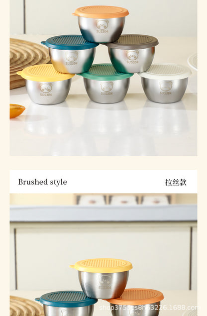 Cross-border 304 stainless steel sauce cup with lid 60ML spill-proof PE lid seasoning dish dipping cup