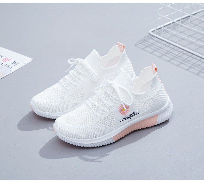 Mesh Shoes Women's Shoes 2023 New Autumn Breathable sneaker Women's Mesh Casual White Shoes Casual Slip-on
