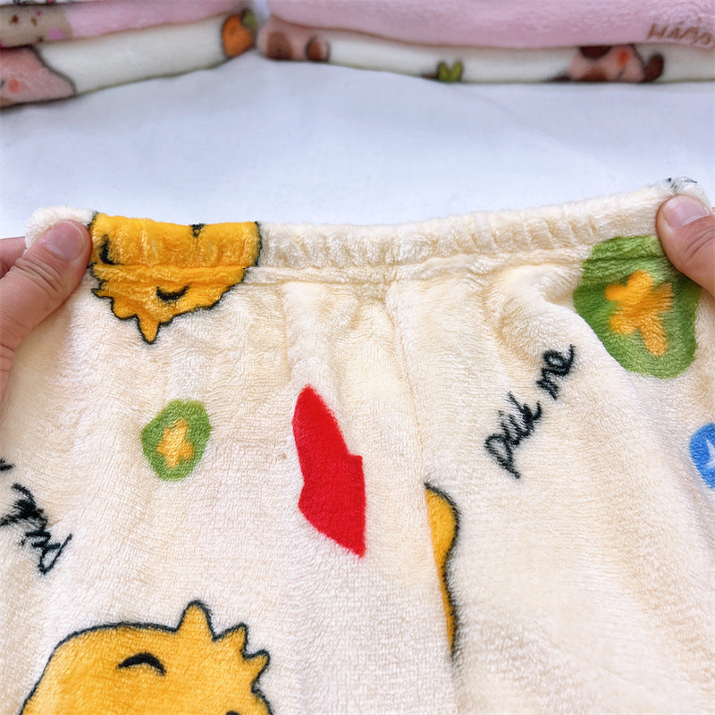 Men's and Women's Flannel Pajamas suit Autumn and Winter Middle and Big Children's Warm fleece-lined Thickened Autumn Clothes and Pants Home Clothes